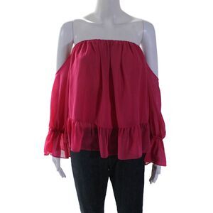 T Bags Los Angeles Womens 3/4 Sleeve Off Shoulder Blouse Pink Size Medium